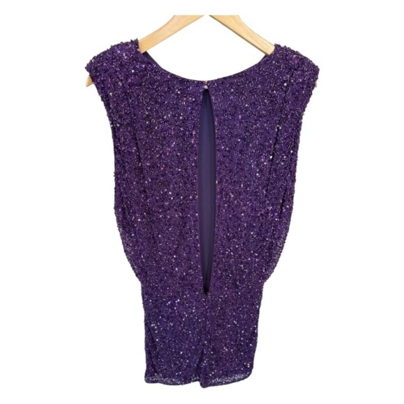 Retrofête Berline Dress Small Purple Sequin Open Back Mini Dress $775 MSRP - Picture 11 of 12